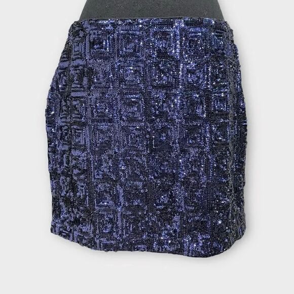 H&M blue sequin mini skirt Size 10 - Picture 2 of 7
